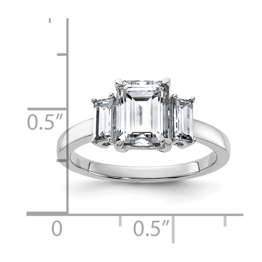 14kw 2 1/6ct. Three Stone D E F Pure Light Moissanite Engagement Ring