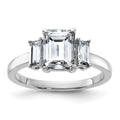 14kw 2 1/6ct. Three Stone D E F Pure Light Moissanite Engagement Ring