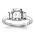14kw 2 1/6ct. Three Stone D E F Pure Light Moissanite Engagement Ring