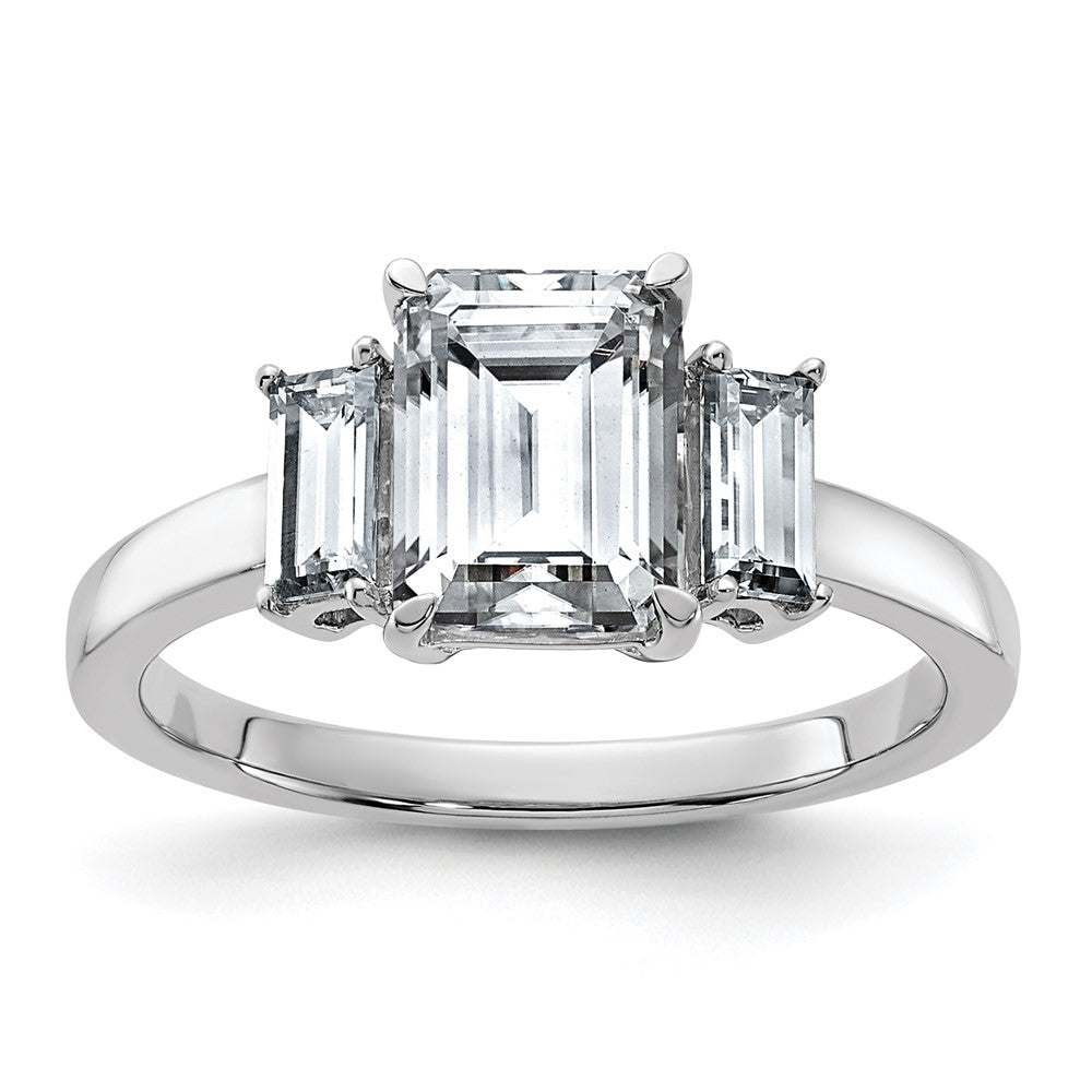 14kw 2 1/6ct. Three Stone D E F Pure Light Moissanite Engagement Ring