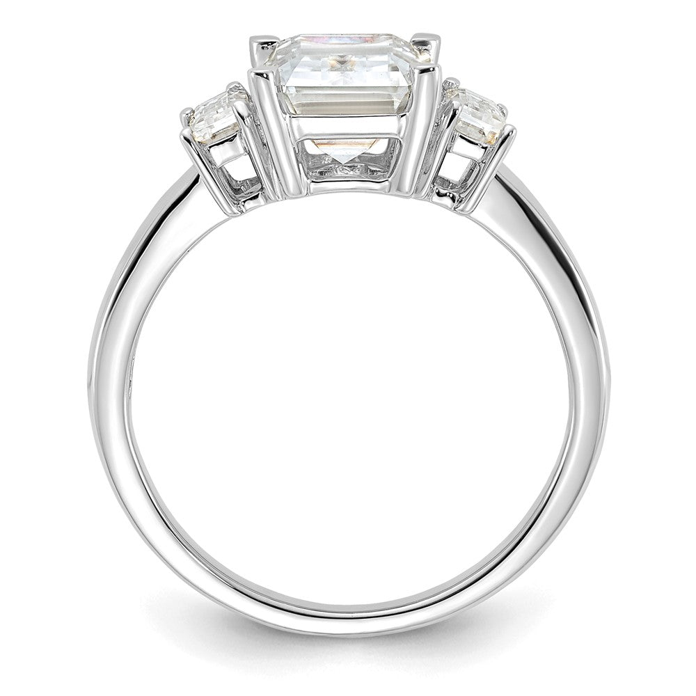 14kw 3ct. Three Stone D E F Pure Light Moissanite Engagement Ring