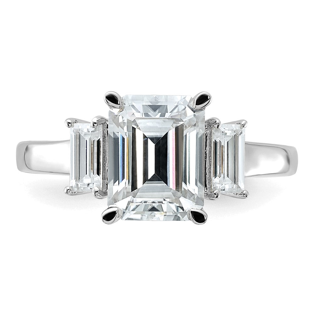 14kw 3ct. Three Stone D E F Pure Light Moissanite Engagement Ring