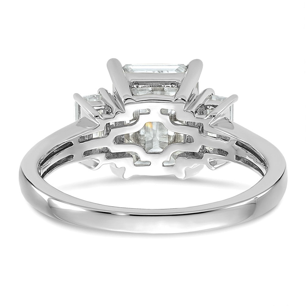 14kw 3ct. Three Stone G H I True Light Moissanite Engagement Ring