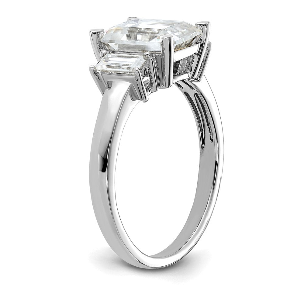 14kw 3ct. Three Stone G H I True Light Moissanite Engagement Ring