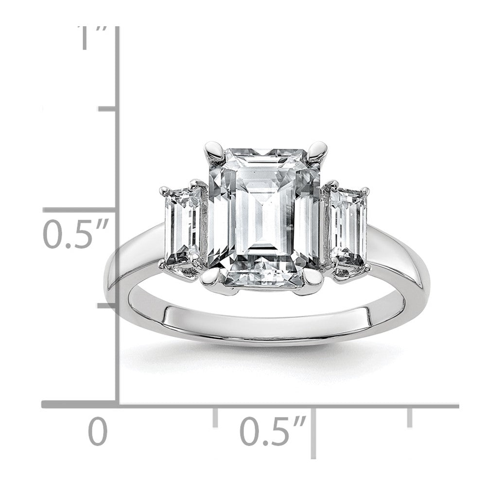 14kw 3ct. Three Stone D E F Pure Light Moissanite Engagement Ring