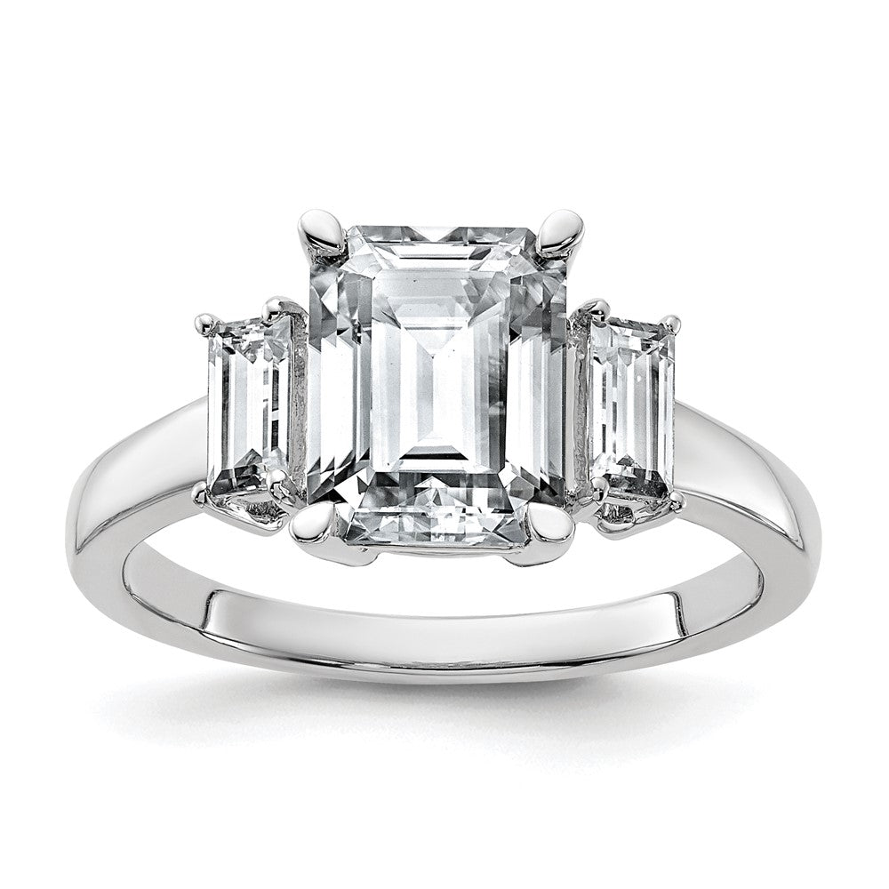 14kw 3ct. Three Stone D E F Pure Light Moissanite Engagement Ring