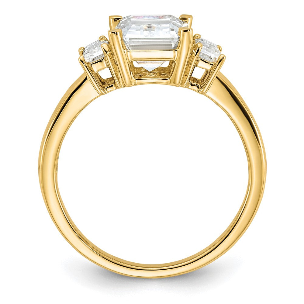 14k 3ct. Three Stone D E F Pure Light Moissanite Engagement Ring