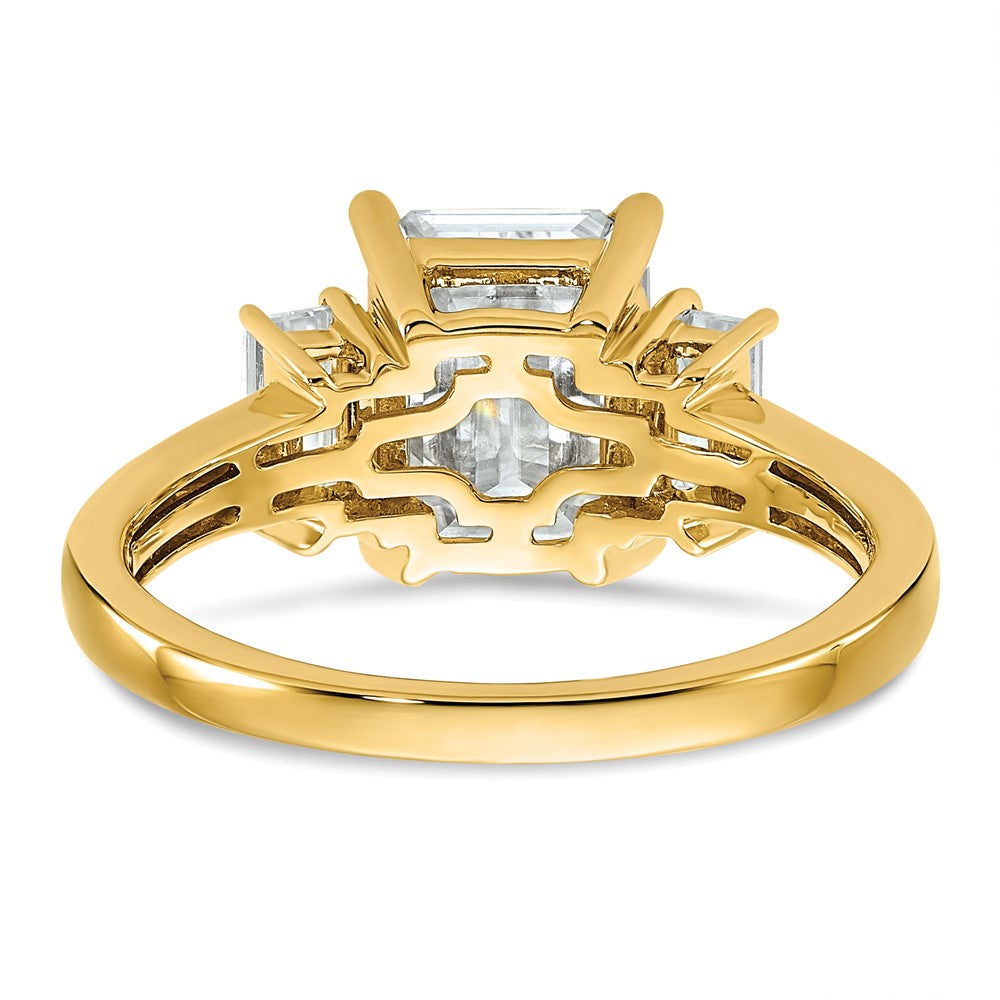14k 3ct. Three Stone G H I True Light Moissanite Engagement Ring