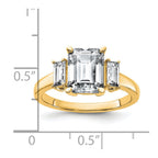 14k 3ct. Three Stone D E F Pure Light Moissanite Engagement Ring