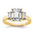 14k 3ct. Three Stone D E F Pure Light Moissanite Engagement Ring