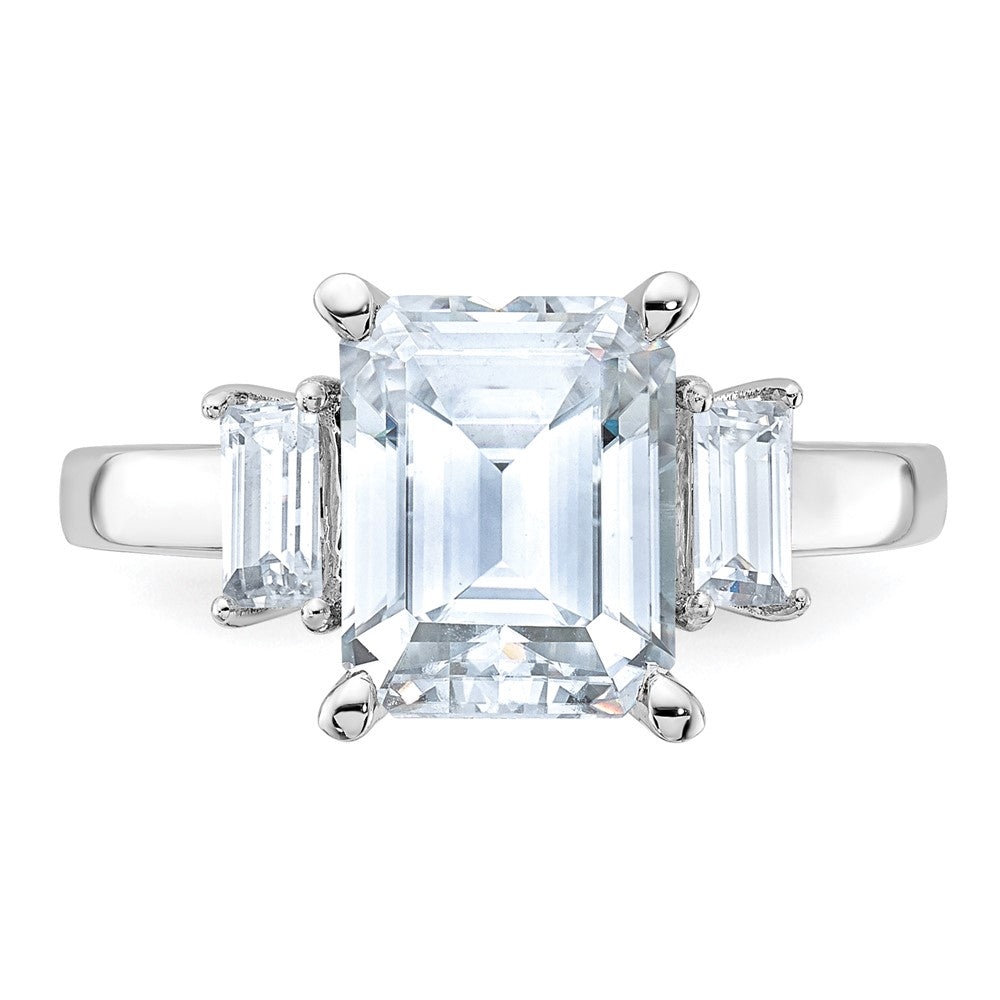 14kw 3 7/8ct. Three Stone D E F Pure Light Moissanite Engagement Ring