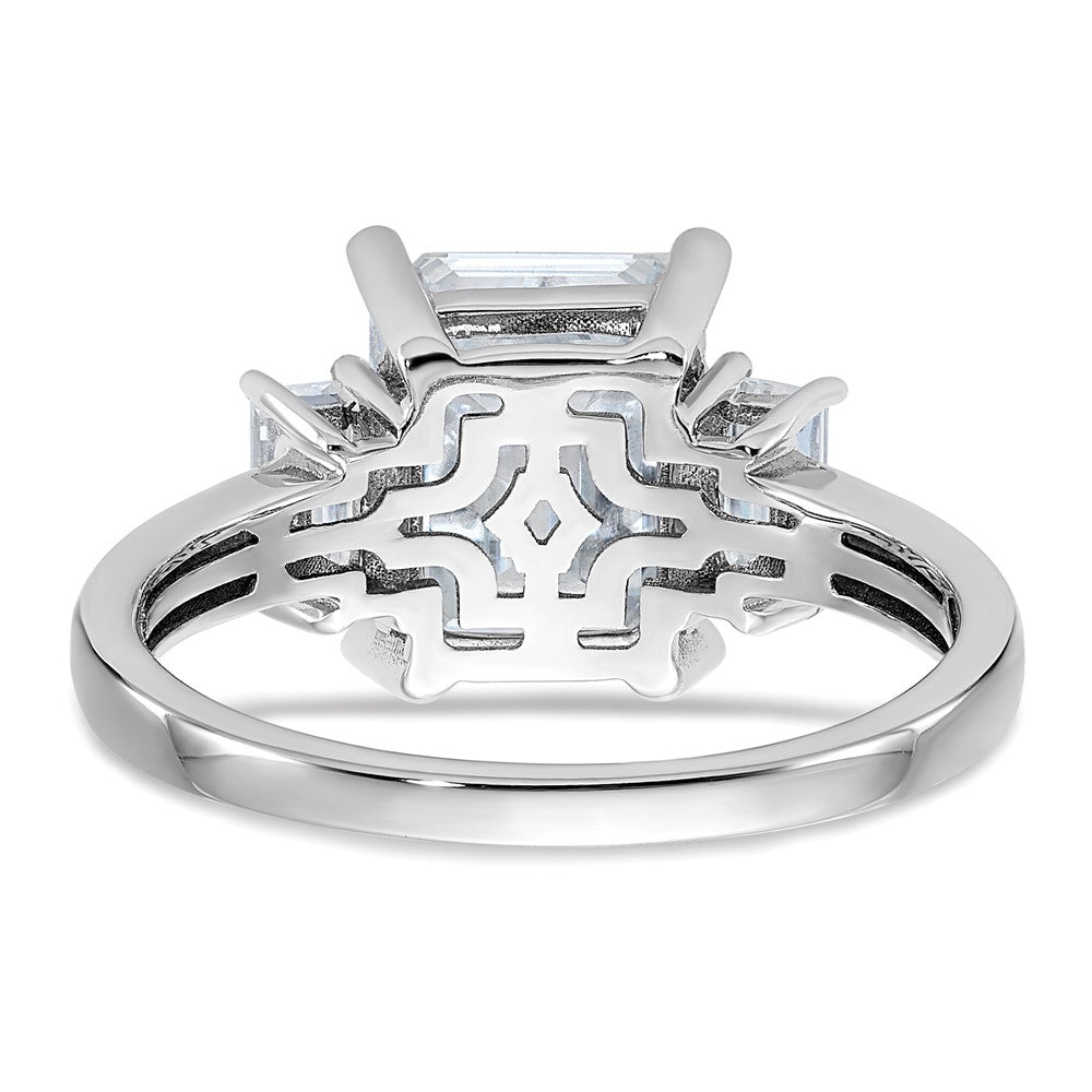 14kw 3 7/8ct. Three Stone D E F Pure Light Moissanite Engagement Ring