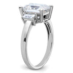 14kw 3 7/8ct. Three Stone D E F Pure Light Moissanite Engagement Ring