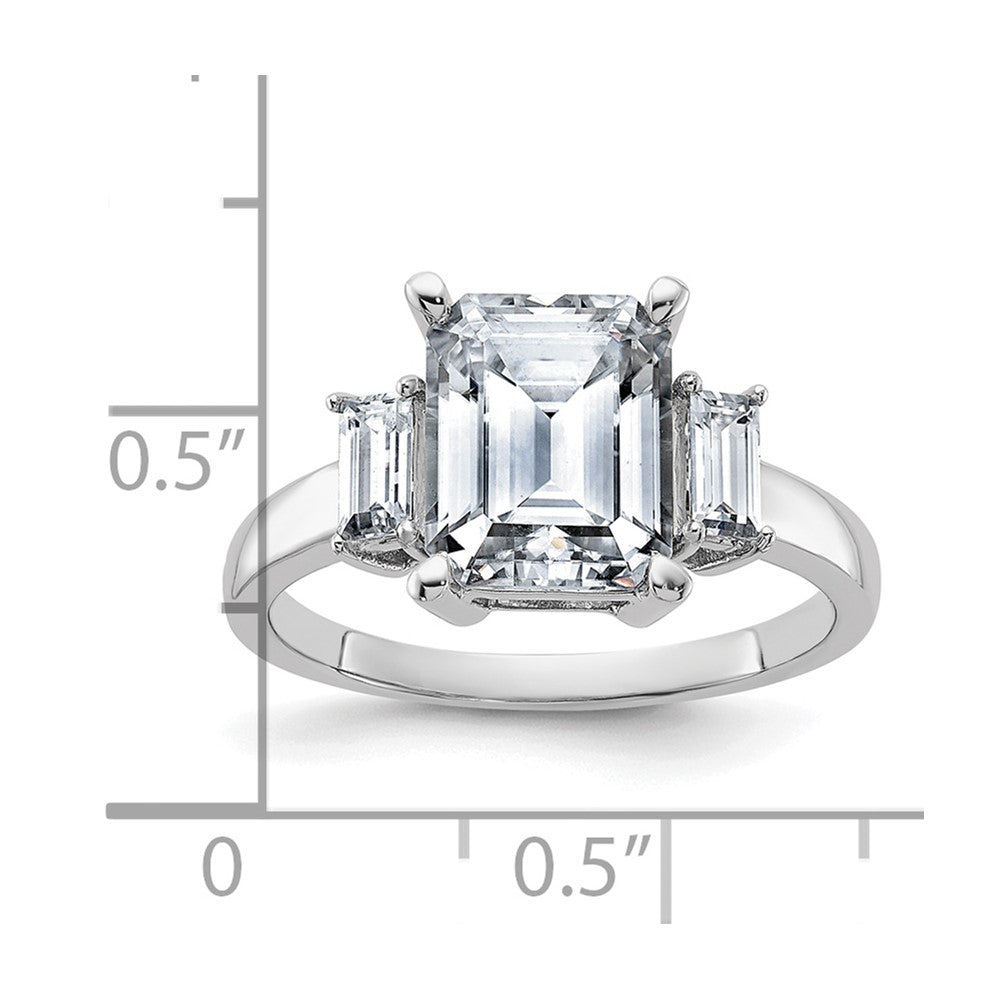 14kw 3 7/8ct. Three Stone G H I True Light Moissanite Engagement Ring