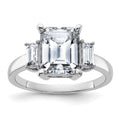 14kw 3 7/8ct. Three Stone D E F Pure Light Moissanite Engagement Ring