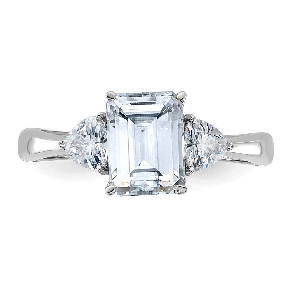 14kw 2 1/6ct. Three Stone D E F Pure Light Moissanite Engagement Ring