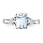 14kw 2 1/6ct. Three Stone D E F Pure Light Moissanite Engagement Ring