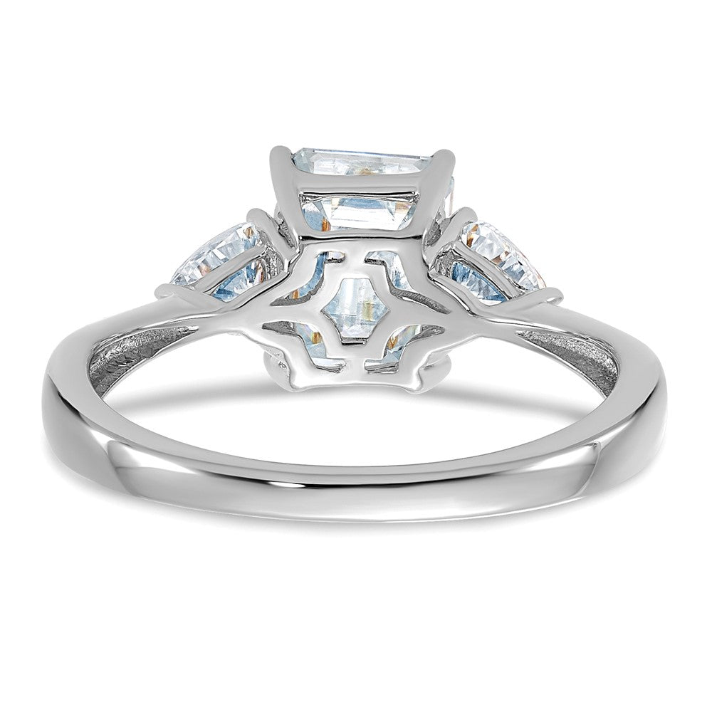 14kw 2 1/6ct. Three Stone D E F Pure Light Moissanite Engagement Ring