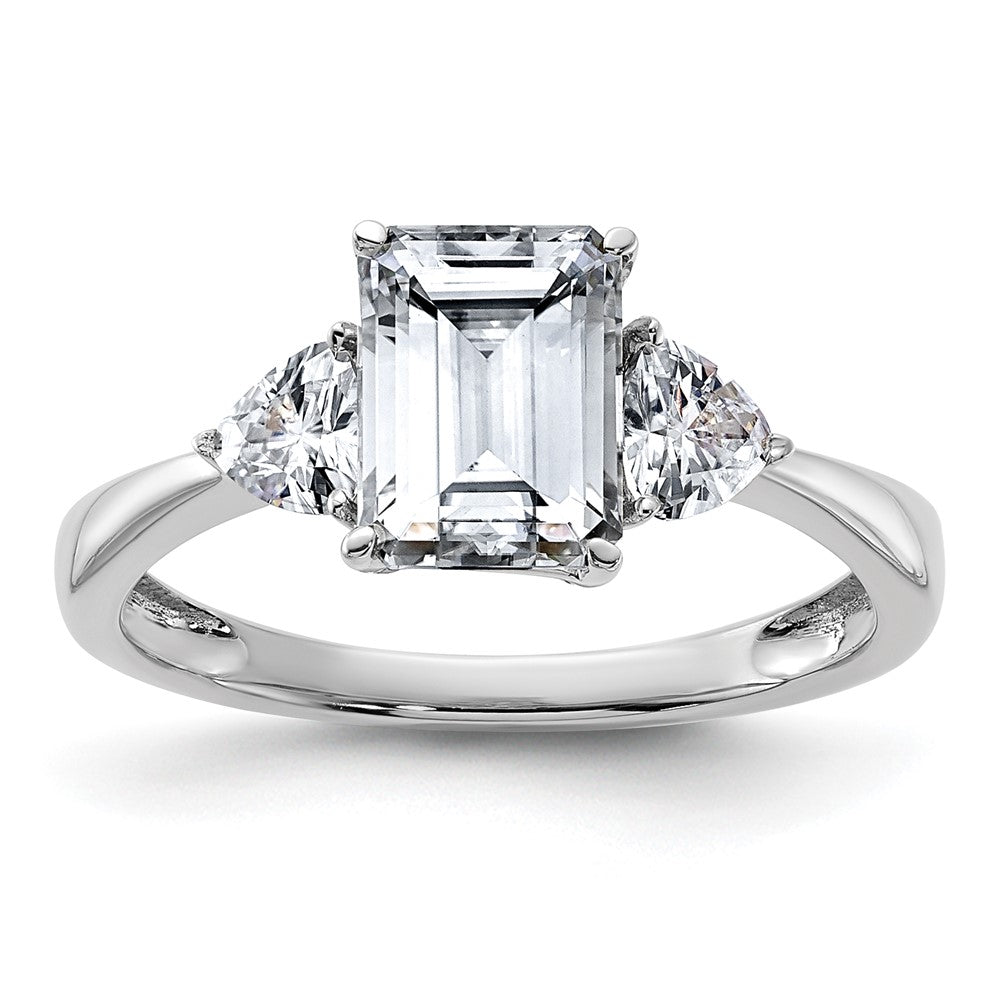 14kw 2 1/6ct. Three Stone D E F Pure Light Moissanite Engagement Ring