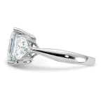 14kw 4 1/2ct. Three Stone D E F Pure Light Moissanite Engagement Ring