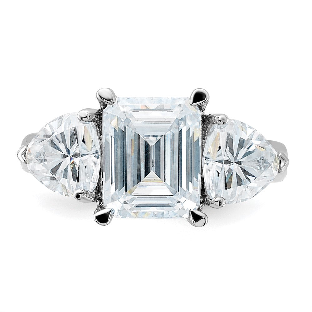 14kw 4 1/2ct. Three Stone G H I True Light Moissanite Engagement Ring