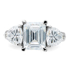14kw 4 1/2ct. Three Stone D E F Pure Light Moissanite Engagement Ring