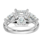 14kw 4 1/2ct. Three Stone D E F Pure Light Moissanite Engagement Ring