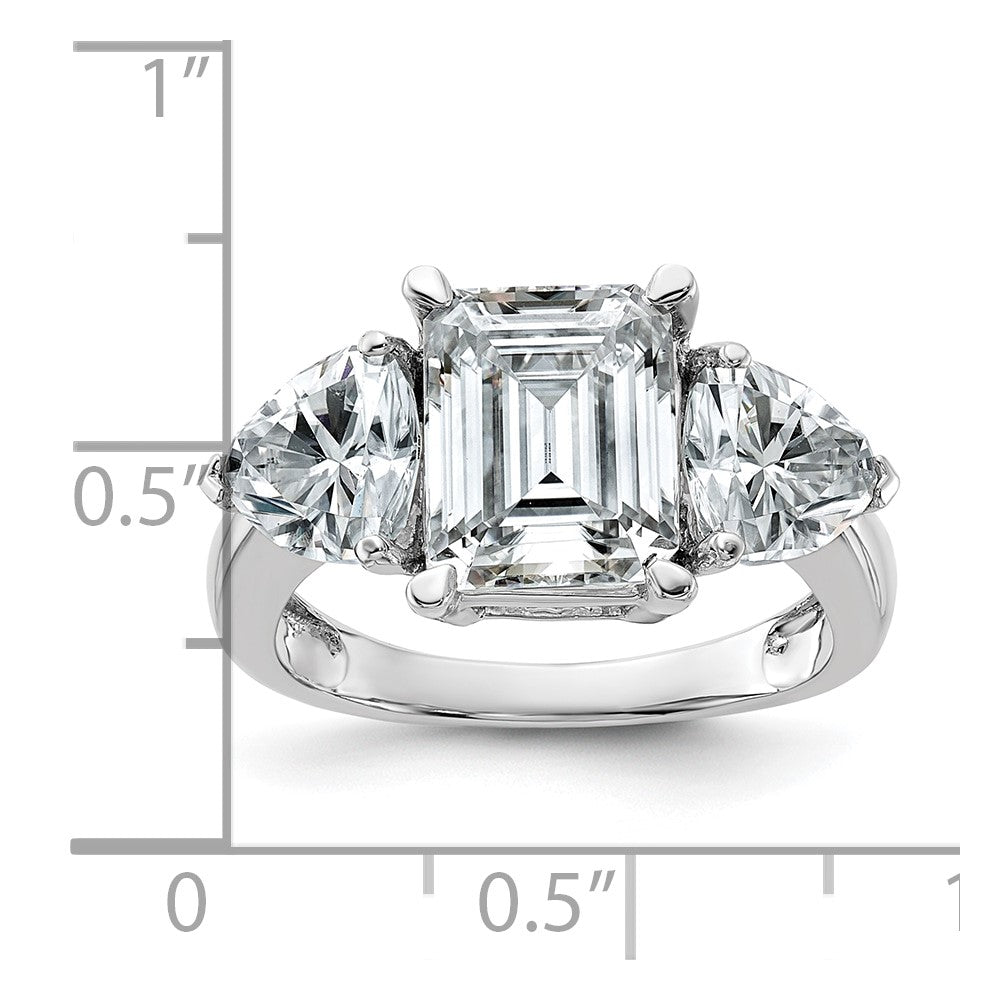 14kw 4 1/2ct. Three Stone G H I True Light Moissanite Engagement Ring