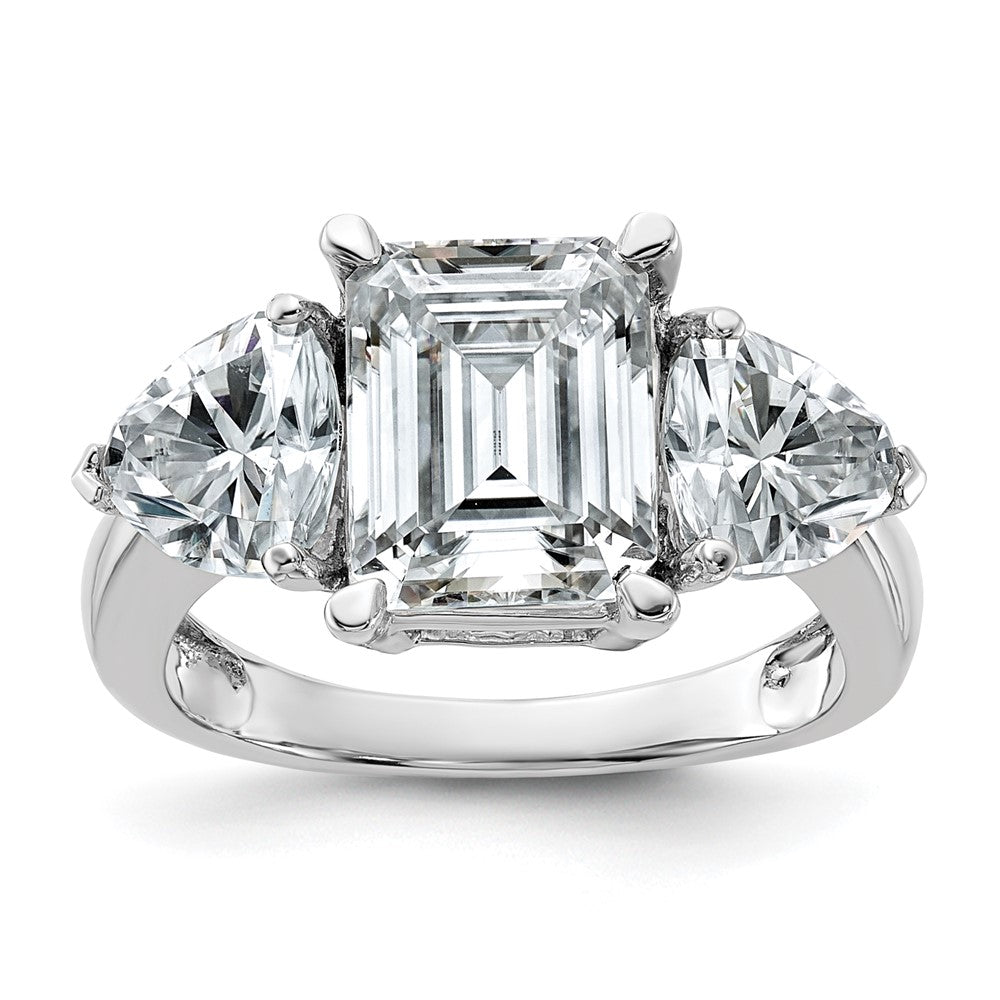 14kw 4 1/2ct. Three Stone D E F Pure Light Moissanite Engagement Ring