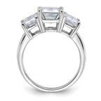 14kw 4 3/4ct. Three Stone D E F Pure Light Emerald-cut Moissanite Ring