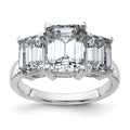 14kw 4 3/4ct. Three Stone G H I True Light Emerald-cut Moissanite Ring