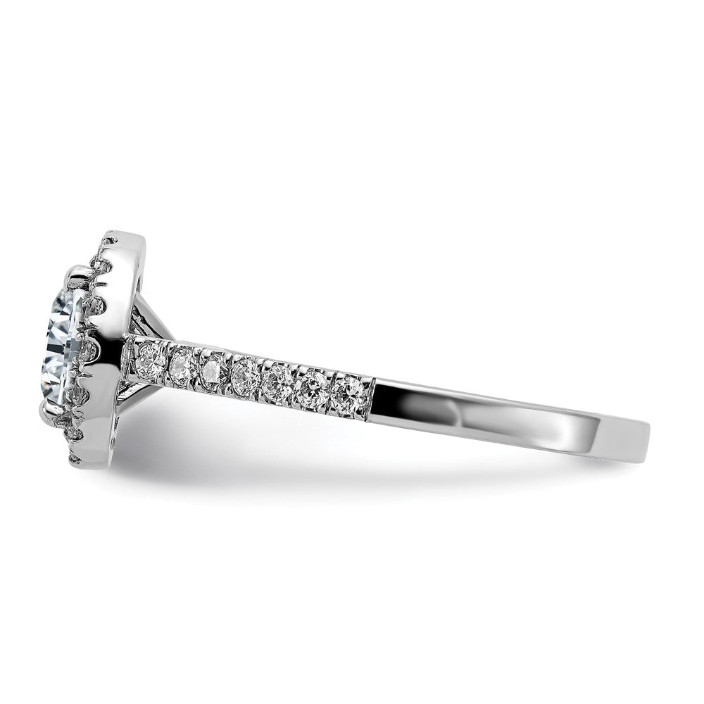 14kw 1 1/2ct. D E F Pure Light Round Halo Moissanite Engagement Ring