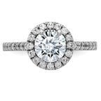 14kw 1 1/2ct. D E F Pure Light Round Halo Moissanite Engagement Ring