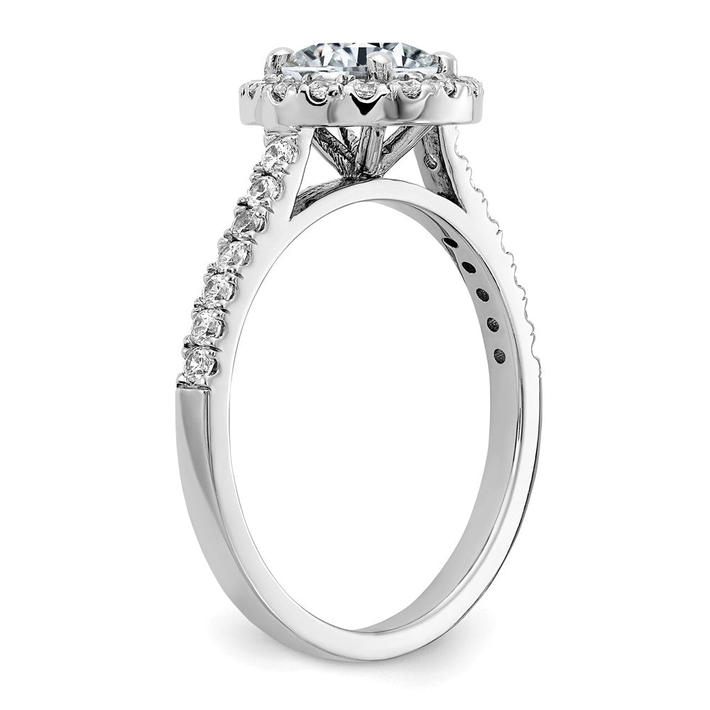 14kw 1 1/2ct. D E F Pure Light Round Halo Moissanite Engagement Ring