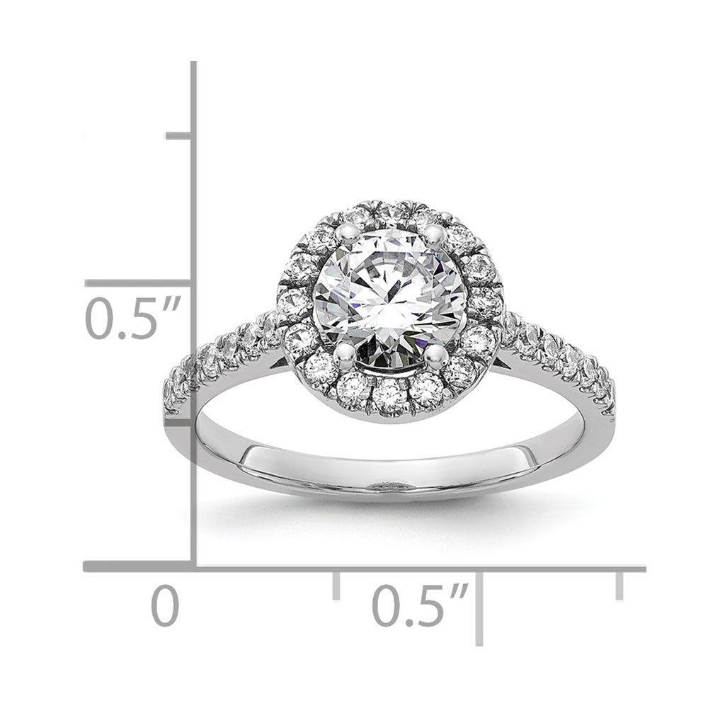 14kw 1 1/2ct. D E F Pure Light Round Halo Moissanite Engagement Ring