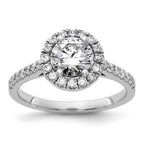 14kw 1 1/2ct. D E F Pure Light Round Halo Moissanite Engagement Ring