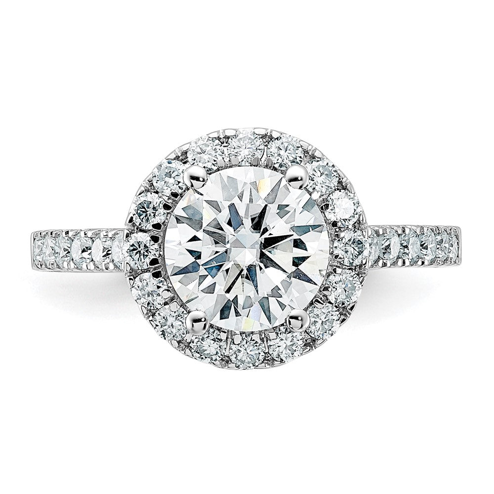 14kw 2 1/3ct. D E F Pure Light Round Halo Moissanite Engagement Ring