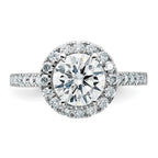 14kw 2 1/3ct. D E F Pure Light Round Halo Moissanite Engagement Ring