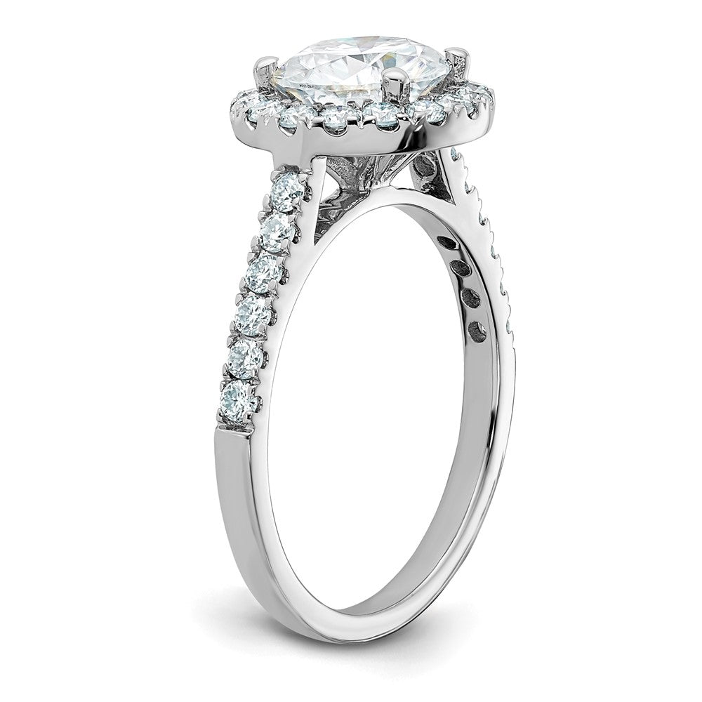 14kw 2 1/3ct. D E F Pure Light Round Halo Moissanite Engagement Ring