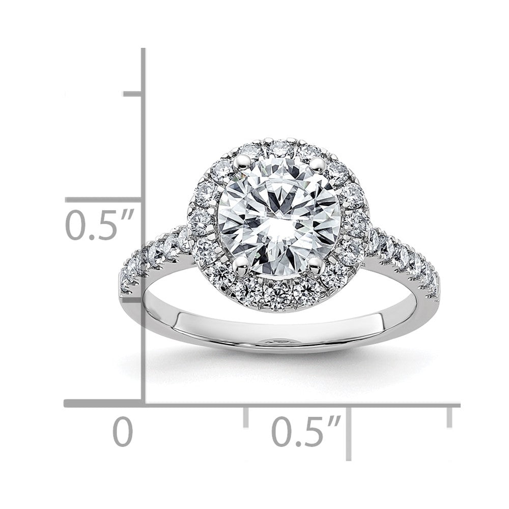 14kw 2 1/3ct. D E F Pure Light Round Halo Moissanite Engagement Ring
