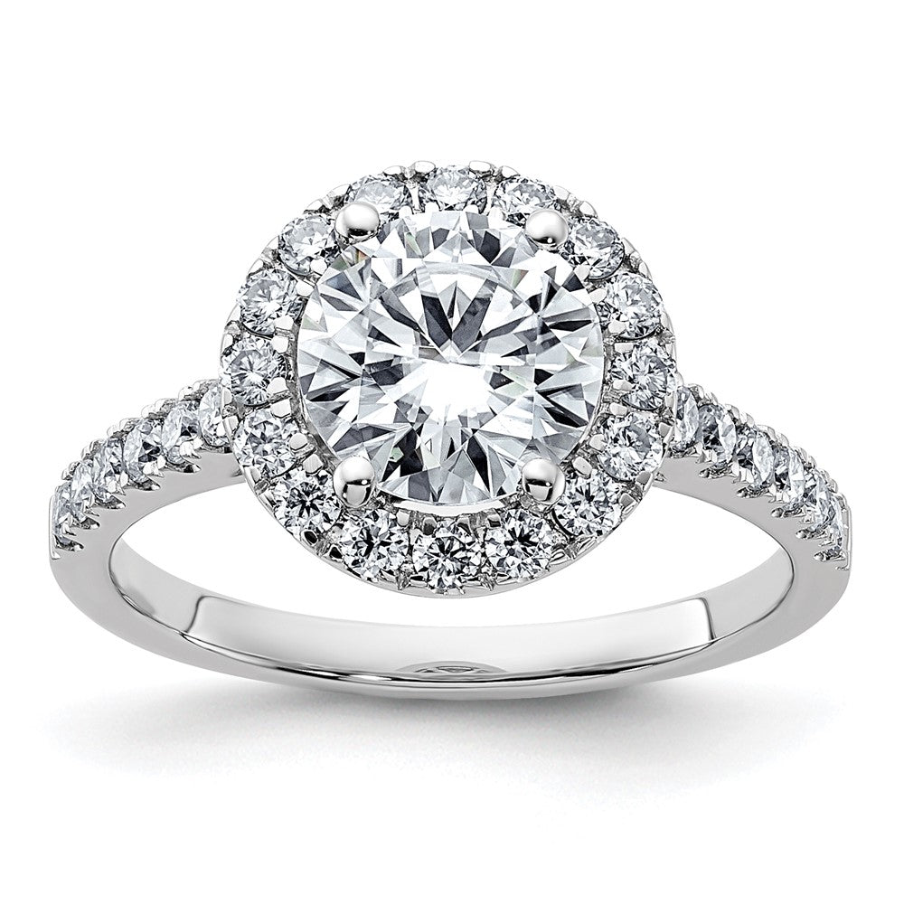 14kw 2 1/3ct. D E F Pure Light Round Halo Moissanite Engagement Ring