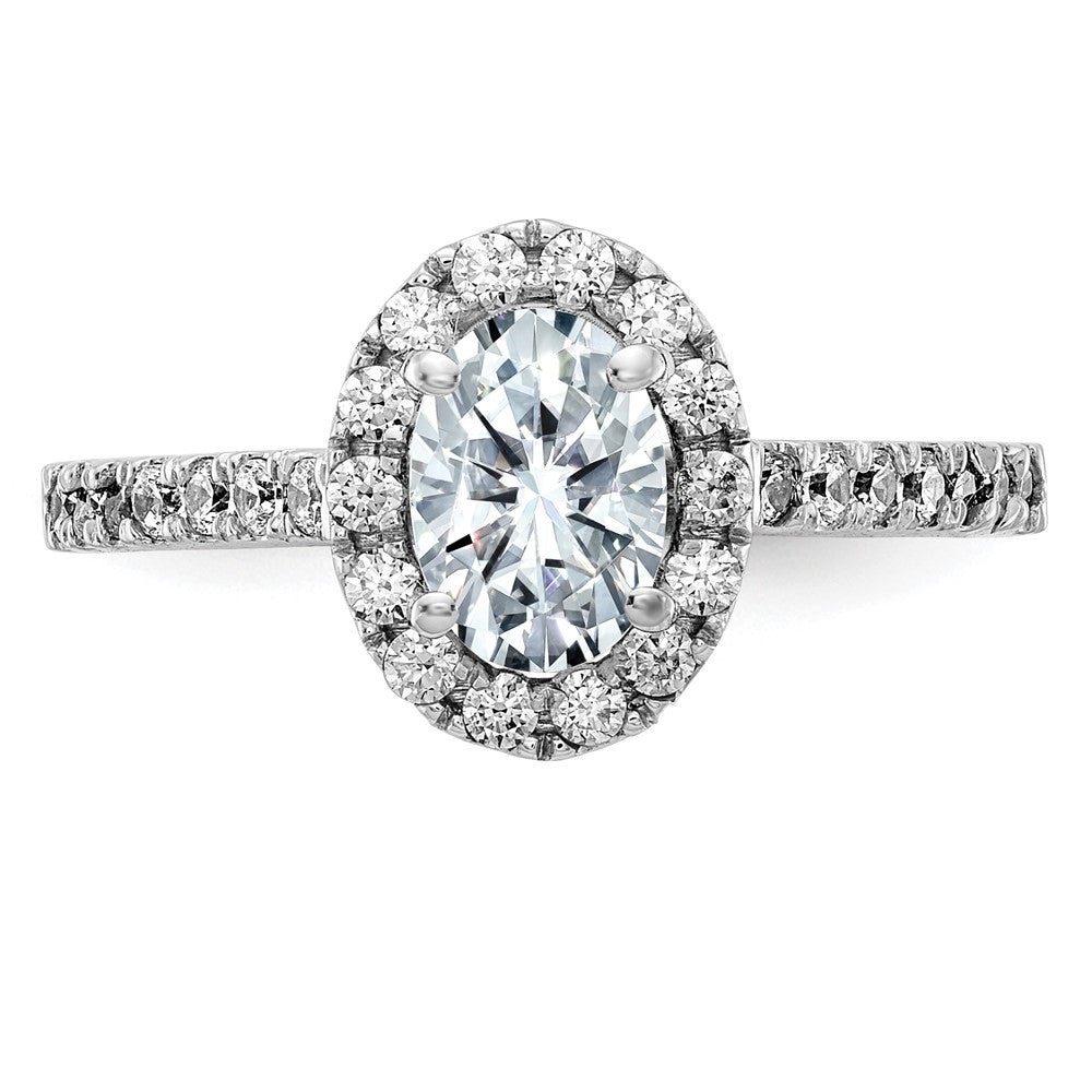 14kw 1 1/3ct. G H I True Light Oval Halo Moissanite Engagement Ring