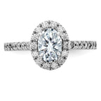 14kw 1 1/3ct. G H I True Light Oval Halo Moissanite Engagement Ring