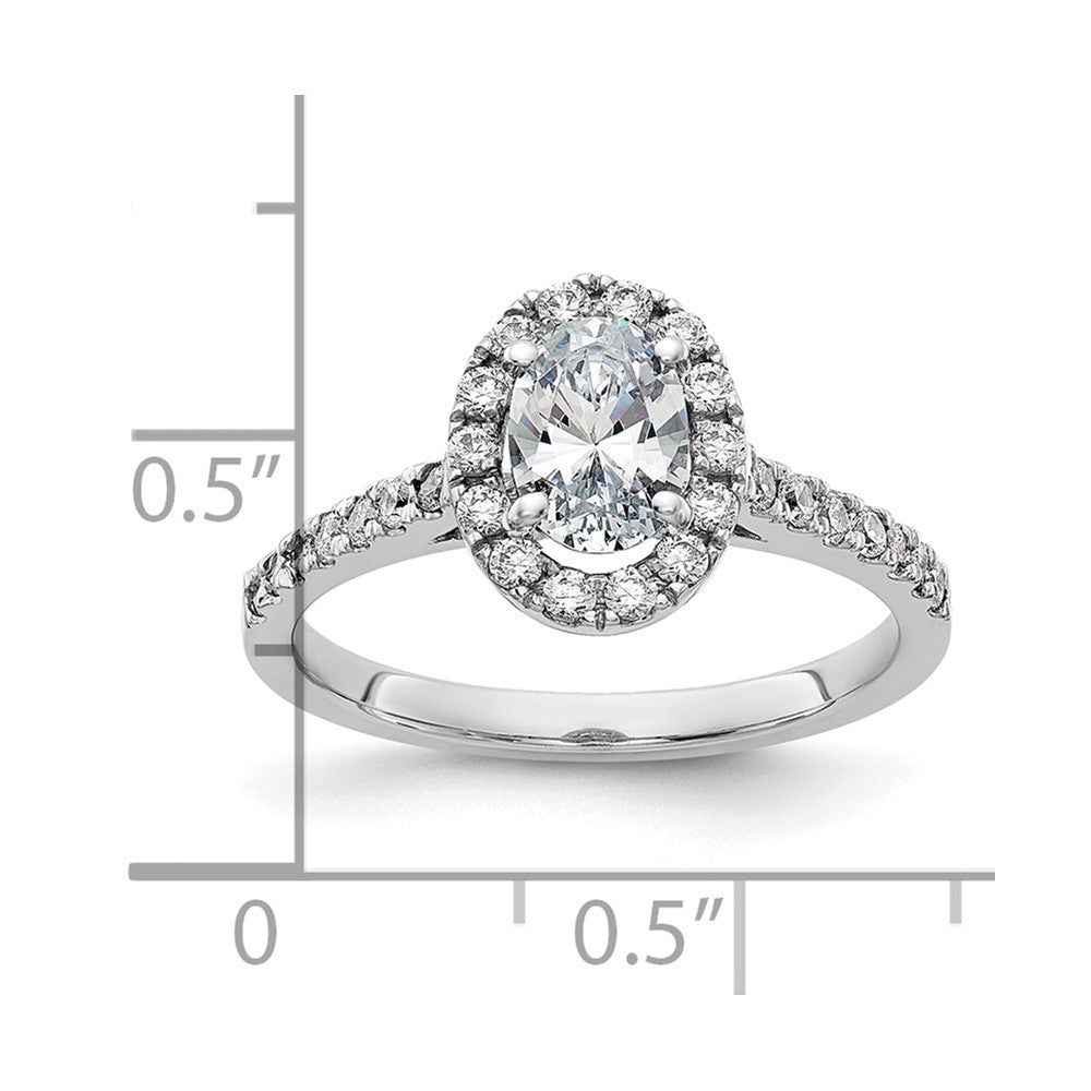 14kw 1 1/3ct. G H I True Light Oval Halo Moissanite Engagement Ring