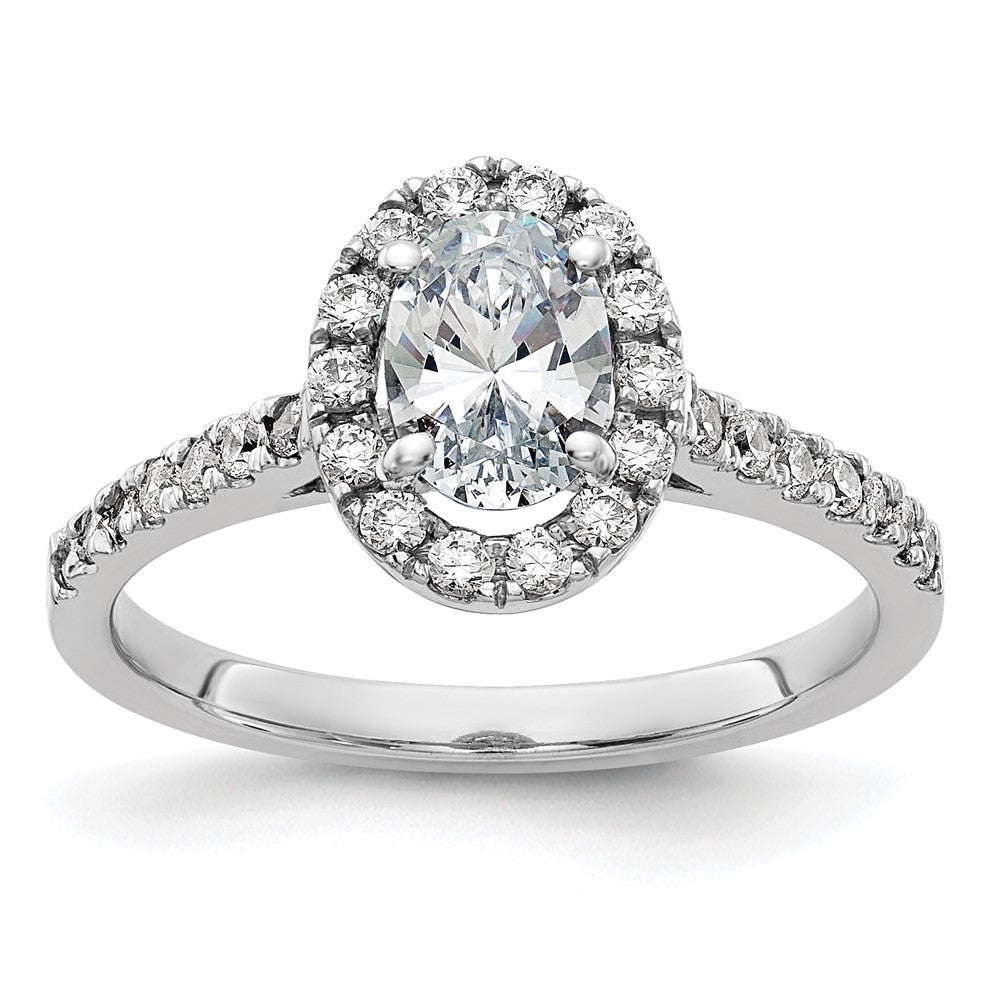 14kw 1 1/3ct. G H I True Light Oval Halo Moissanite Engagement Ring