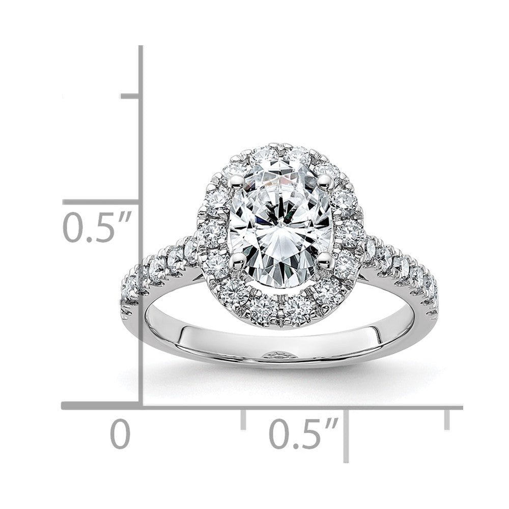 14kw 2ct. D E F Pure Light Ova Halo Moissanite Engagement Ring