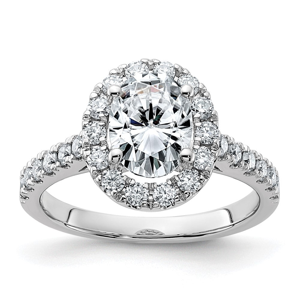 14kw 2ct. G H I True Light Oval Halo Moissanite Engagement Ring