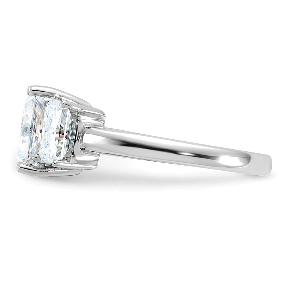 14kw 3 1/5ct. Three Stone G H I True Light Octagon Moissanite Ring