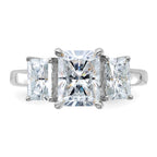 14kw 3 1/5ct. Three Stone G H I True Light Octagon Moissanite Ring