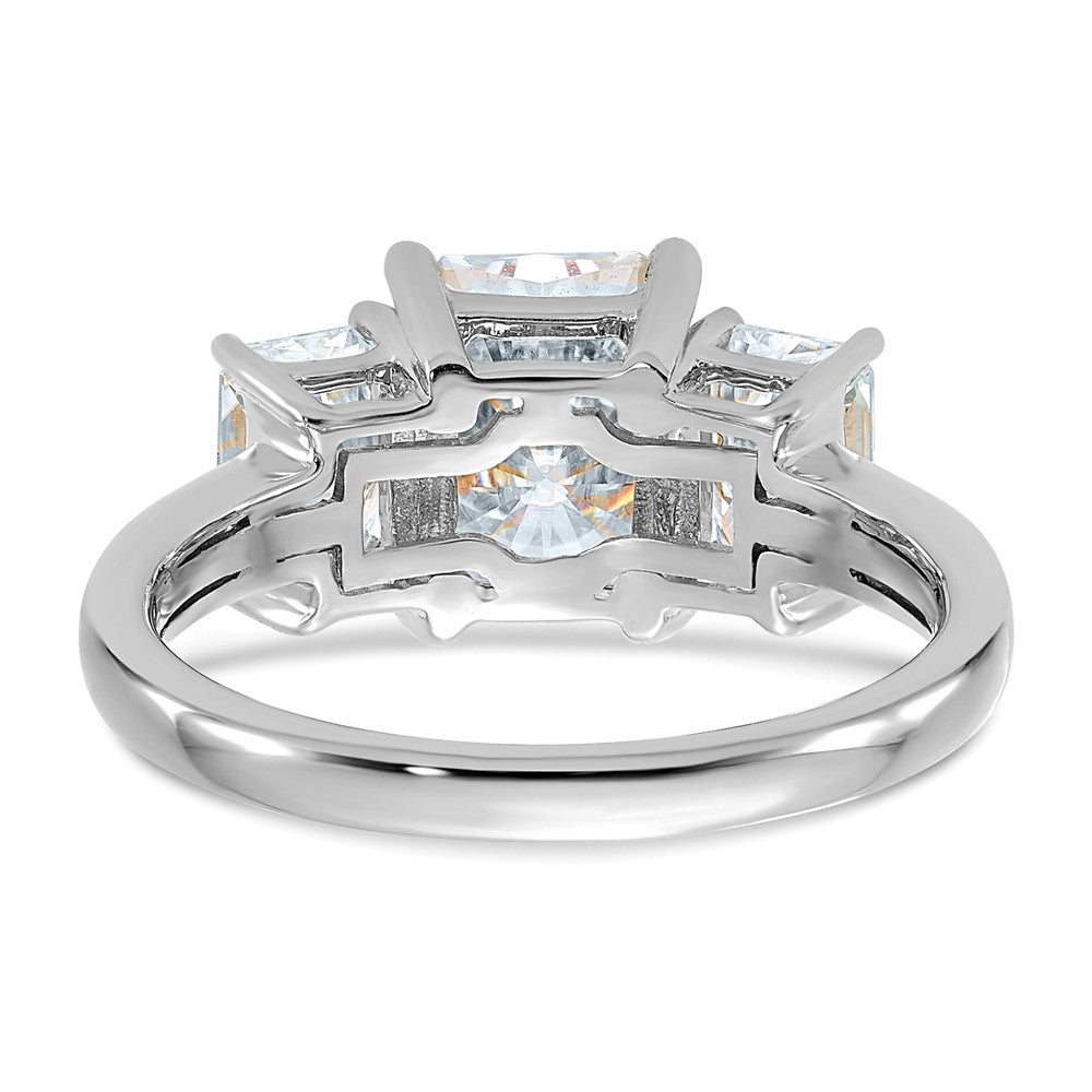 14kw 3 1/5ct. Three Stone G H I True Light Octagon Moissanite Ring